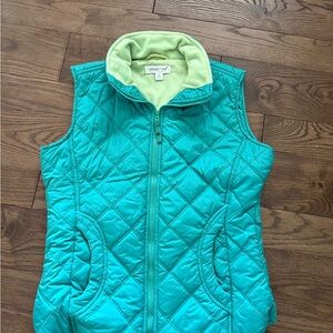 Coldwater Creek Green Quilted Vest with Light Green Lining